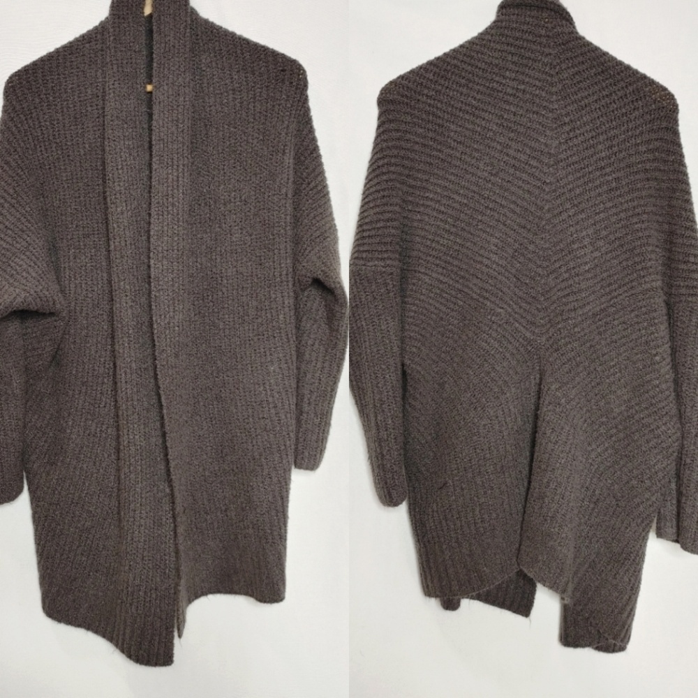 Aerie Cardigan‎ Open Front Chunky Cozy Knit Dolman Sleeve Brown Small Ribbed